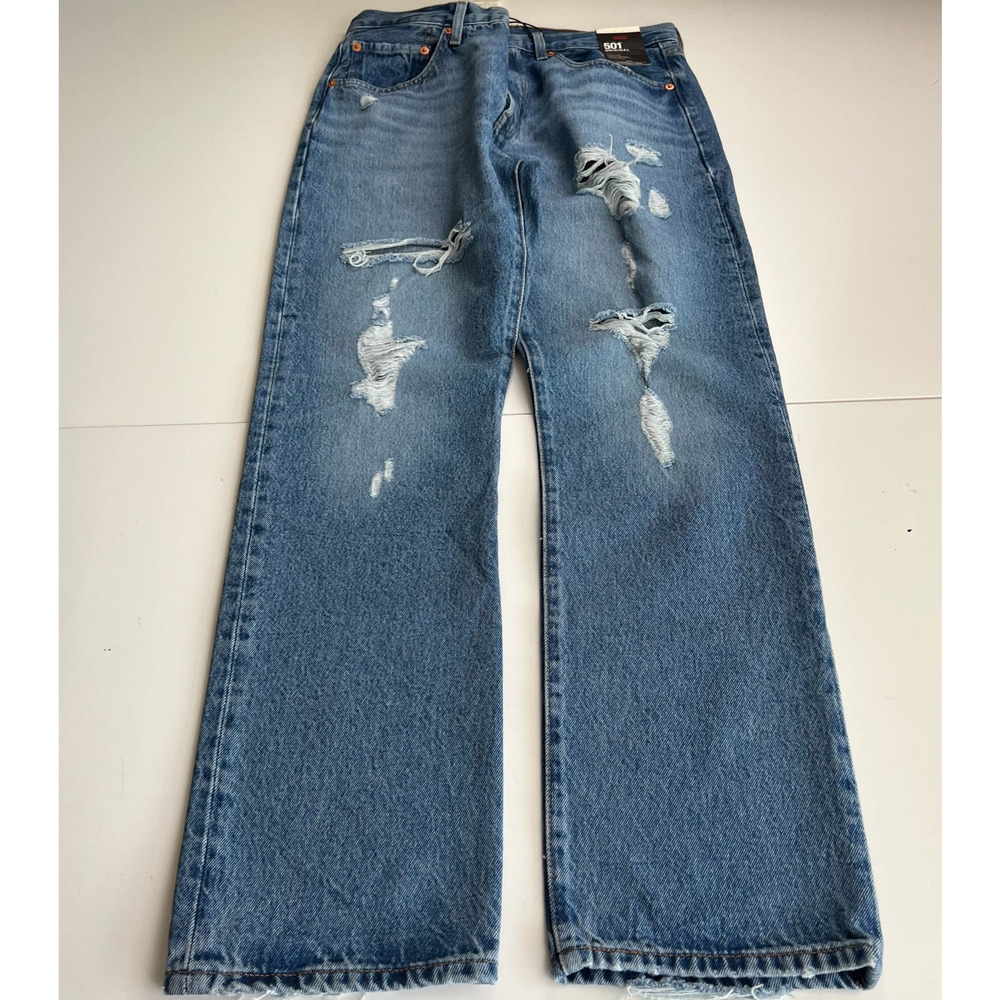 Levi's Premium Women 501 Original Fit Mid Rise Straight Leg Jeans W24xL30 Blue
